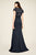 Tadashi Shoji - Cap Sleeve Lace Trimmed Long Mermaid Gown In Blue and Neutral