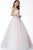 Jovani - 66725 Straight Across Beaded Tulle Ball Gown In Pink and White