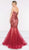 Colors Dress - 2022 Strapless Beaded Fitted Trumpet Gown in Red and Neutral
