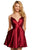 Sherri Hill - 53031 Sleeveless Pleated V Neck Satin Short Dress In Red