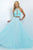 Blush - Beaded High Neck Chiffon Two-Piece A-Line Gown 11086 in Blue