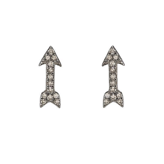 Ashley Schenkein Jewelry - Brooklyn Diamond Rhodium Arrow Earrings in Silver