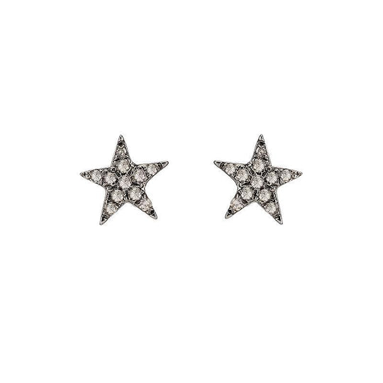 Ashley Schenkein Jewelry - Brooklyn Diamond Rhodium Mini Star Earrings in Silver