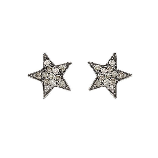Ashley Schenkein Jewelry - Brooklyn Diamond Rhodium Small Star Earrings in Silver