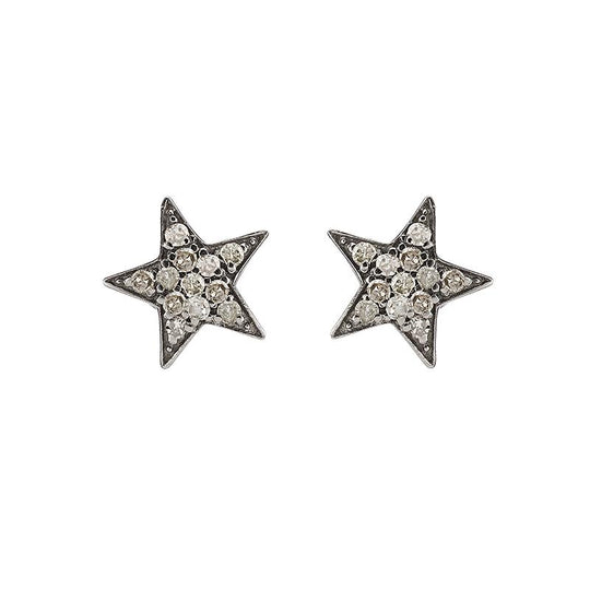 Brooklyn Diamond Rhodium Small Star Earrings