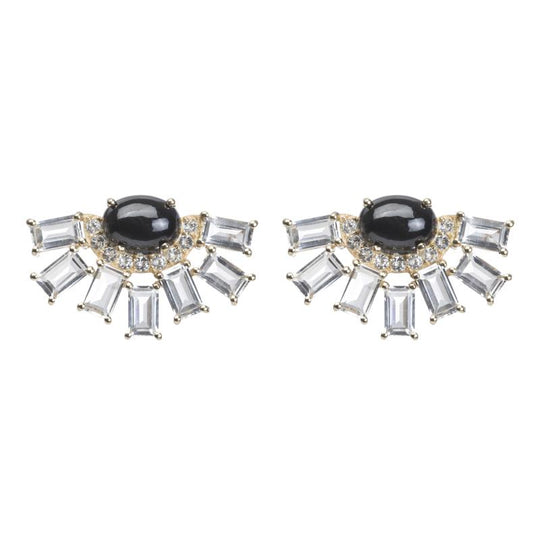 Jaipur Oval Cabachon and Baguette Earring
