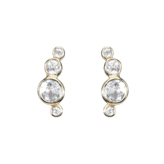 Ashley Schenkein Jewelry - Jaipur Gemstone Ear Crawlers in White Topaz, Yellow Gold