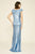 Tadashi Shoji - Sequined Bateau Neckline Column Gown In Blue