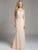 Lara Dresses - Beaded Halter Illusion Sheath Evening Gown with Fringe and Rhinestone Adornments 33224 in Neutral