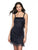 Intrigue by Blush - 637 Beaded Straight Neck Sheath Dress In Blue