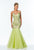 Terani Couture - 151P0106A Striped Trumpet Tulle Gown in Green