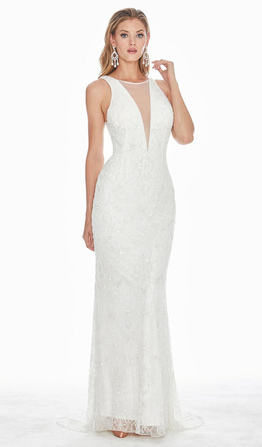 Ashley Lauren - 1431 Sequined Sheath Evening Dress In White