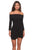La Femme - 28182 Long Sleeve Off-shoulder Jersey Sheath Dress In Black
