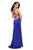 La Femme - 26946 Strappy Halter Evening Gown with Slit In Blue