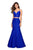 La Femme - 27589 Two Piece Lace Stretch Jersey Mermaid Dress In Blue