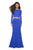 La Femme - 27601 Two-Piece Allover Lace Long Sleeve Evening Gown In Blue