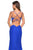 La Femme - 27029 Plunging Illusion Cutout Strappy Lace Gown In Blue