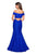 La Femme - 27613 Off-Shoulder Fitted Mermaid Evening Dress In Blue