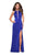 La Femme - 26946 Strappy Halter Evening Gown with Slit In Blue