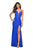 La Femme - 27029 Plunging Illusion Cutout Strappy Lace Gown In Blue