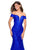 La Femme - 27613 Off-Shoulder Fitted Mermaid Evening Dress In Blue