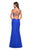 La Femme - 27029 Plunging Illusion Cutout Strappy Lace Gown In Blue