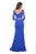 La Femme - 27601 Two-Piece Allover Lace Long Sleeve Evening Gown In Blue