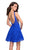 La Femme - 26616 Deep Scoop Back All Over Lace Short Dress in Blue