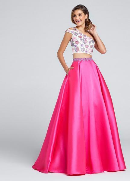 Ellie Wilde - EW117025 Heart Applied Two Piece Asymmetrical Ballgown