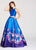 Ellie Wilde - EW118001 Two Piece Halter A-line Dress In Blue and Multi-Color
