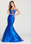 Ellie Wilde - EW118002 Floral Print Two Piece Ruffled Mermaid Dress In Blue and Multi-Color