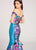 Ellie Wilde - EW118002 Floral Print Two Piece Ruffled Mermaid Dress In Green and Multi-Color