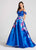 Ellie Wilde - EW118003 Two Piece Lace Up Floral Print A-line Dress In Blue and Multi-Color