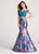 Ellie Wilde - EW118009 Two Piece Lace Floral Print Mikado Dress In Green and Multi-Color