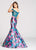 Ellie Wilde - EW118009 Two Piece Lace Floral Print Mikado Dress In Green and Multi-Color