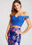 Ellie Wilde - EW118009 Two Piece Lace Floral Print Mikado Dress In Blue and Multi-Color