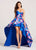 Ellie Wilde - EW118010 Strapless Floral Ruched High Low Dress In Blue and Multi-Color