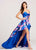 Ellie Wilde - EW118010 Strapless Floral Ruched High Low Dress In Blue and Multi-Color