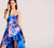 Ellie Wilde - EW118010 Strapless Floral Ruched High Low Dress In Blue and Multi-Color