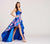 Ellie Wilde - EW118010 Strapless Floral Ruched High Low Dress In Blue and Multi-Color