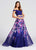 Ellie Wilde - EW118013 Two Piece Lace Printed Chiffon Dress In Purple and Multi-Color