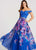 Ellie Wilde - EW118013 Two Piece Lace Printed Chiffon Dress In Blue and Multi-Color