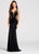Ellie Wilde - EW118028 Illusion Deep V-neck Sheath Dress In Black