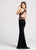 Ellie Wilde - EW118028 Illusion Deep V-neck Sheath Dress In Black