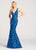Ellie Wilde - EW118033 Bedazzled Deep V-neck Mermaid Dress In Blue
