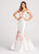 Ellie Wilde - EW118041 Two Piece Floral Embroidered Mermaid Dress In Pink and White