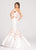 Ellie Wilde - EW118041 Two Piece Floral Embroidered Mermaid Dress In Pink and White