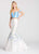 Ellie Wilde - EW118041 Two Piece Floral Embroidered Mermaid Dress In Blue and White