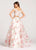 Ellie Wilde - EW118043 Floral Print Two Piece A-line Dress In Pink and Multi-Color