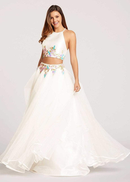 Ellie Wilde - EW118046 Embroidered Two Piece Tulle Ballgown In White and Multi-Color